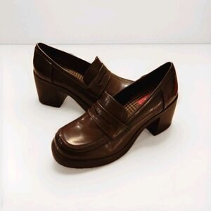 Jellypop Wilder Women's Chunky Penny Loafer Platform Shoes Brown Vintage Look